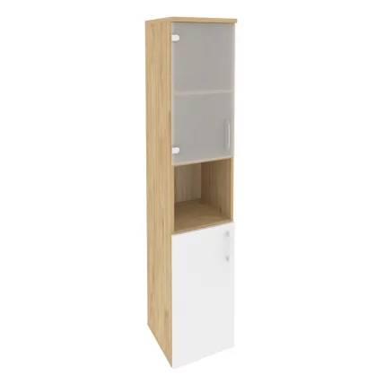 Шкаф высокий узкий левый ONIX O.SU-1.4(L) Тиквуд Светлый/Белый_0