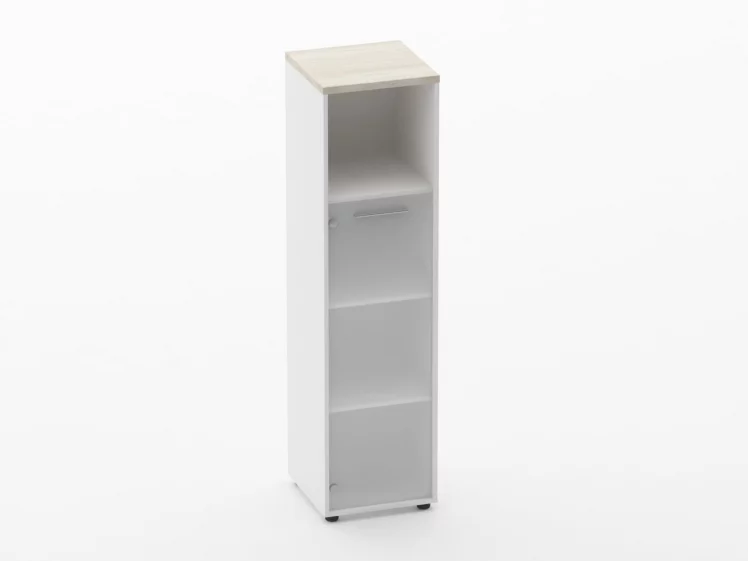 Шкаф 3 узкий 1 стеклянная дверь, с нишей Deka 10.16.16Л Дуб Сантана светлый/Белый_0