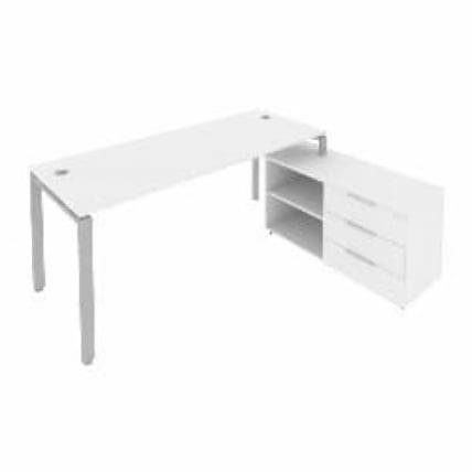 Рабочая станция на П-образном м/к с опорной тумбой правая Metal System Б.РС-СТС-2.5 Пр Белый/Серый_0