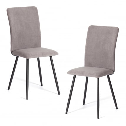 Стул обеденный La Rousse (2 шт. в упаковке) La Rousse (2 шт. в упаковке) NEW, велюр, серый/черный, 29, 45х55х93 см_0