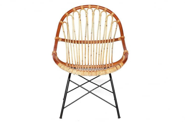 Кресло Secret De Maison Petunia (mod. 01 5088 SP KD/1-1) натуральный ротанг/металл, 80х61х66см, светлый мед/черный_1