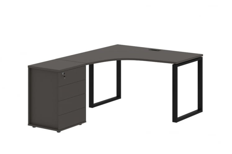 Стол эргономичный с тумбой левый EDIS EQCET 1318 L Мокко Черный_0