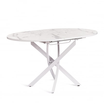 Стол MANZANA ЛДСП/HPL/металл, 100 х 100+30 х 75 см, Мрамор светлый/белый_1