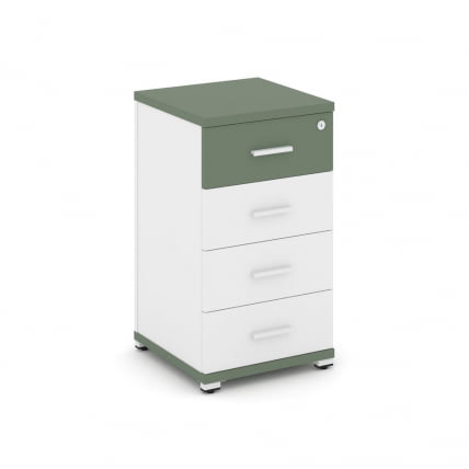 Тумба опорная/приставная с 4 ящиками CONCEPT CN.TUO-002 B/W Кобо Белый бриллиант Белый_0