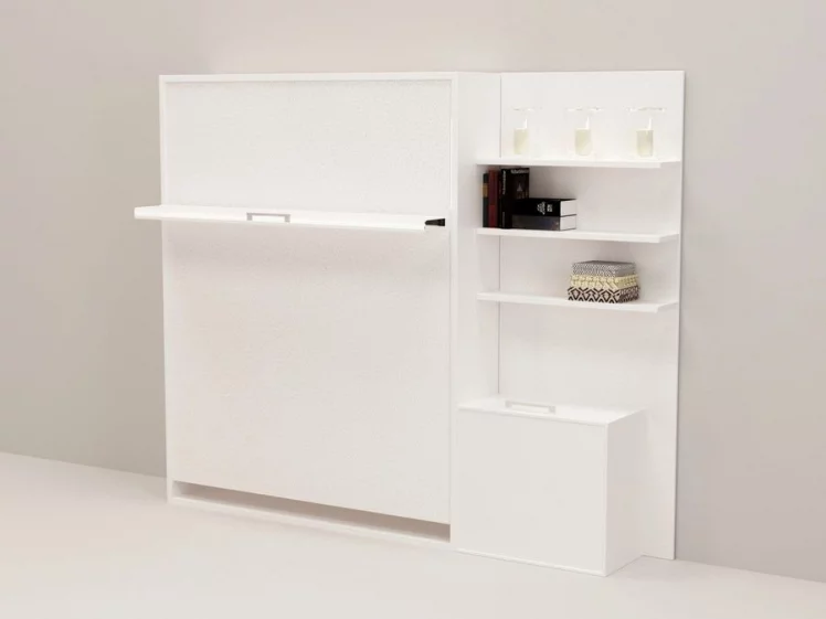 Откидная кровать с полкой Смарт 1 К 1400+П правая Дуб молочный_0