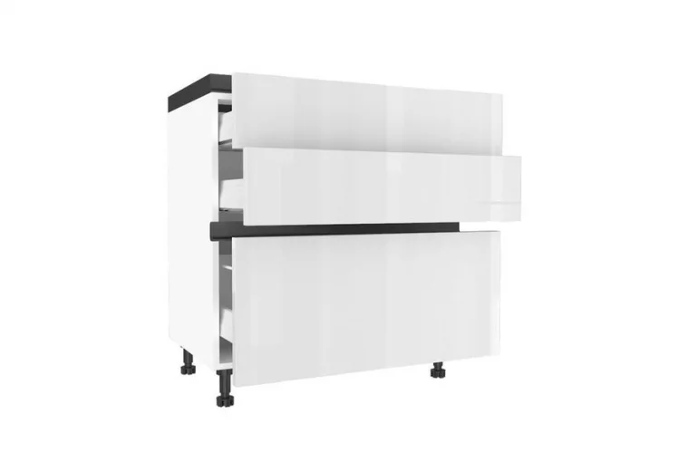 Тумба кухонная 800 с 3 ящиками ЛЮКС (4) Шервуд ЛД 281.800.000.152 Белый Белый глянец_1