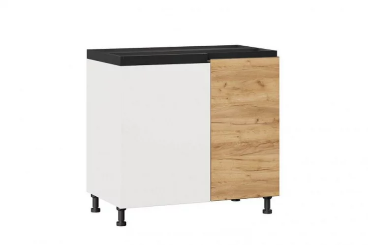 Тумба кухонная угловая 1000 (правая) Шервуд ЛД 281.090.000.095 Белая Дуб золотой_0