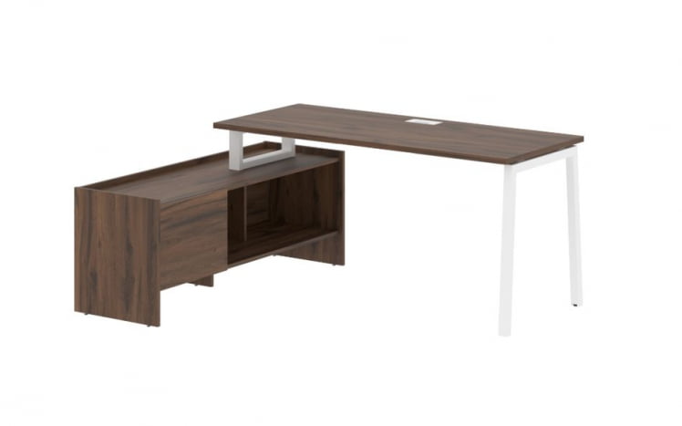 Стол с тумбой EDIS ELCT 17614 Дуб Денвер темный Белый_0