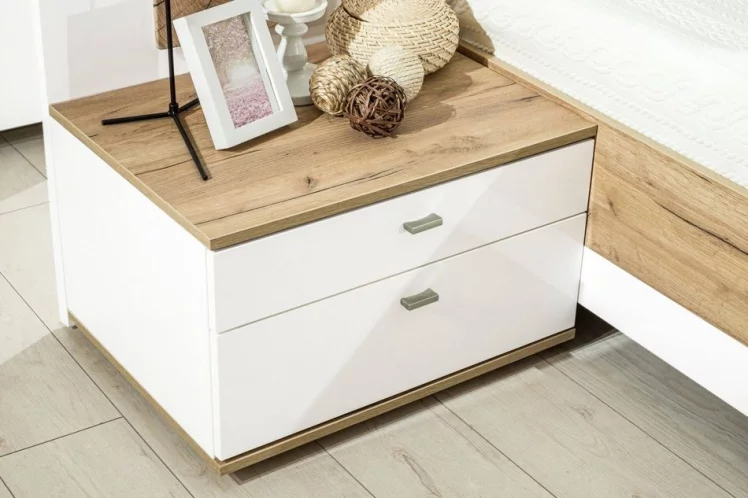 Тумба прикроватная с декоративным щитом Фиджи 014 Дуб Золотой Белый_4