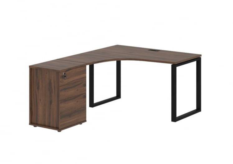 Стол эргономичный с тумбой левый EDIS EQCET 1318 L Дуб Денвер темный Черный_0