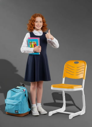 Стул ученический регулируемый пластиковый (рост 5-7) Оранжевый_1