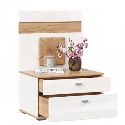 Тумба прикроватная с декоративным щитом Фиджи 014 Дуб Золотой Белый_3