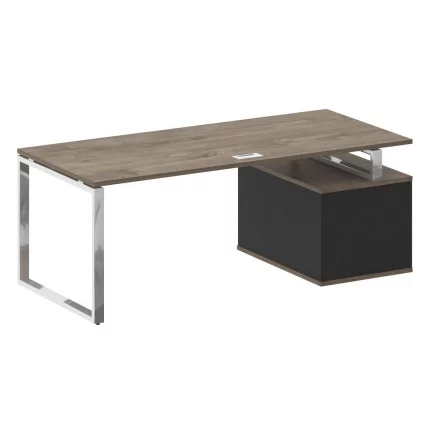 Стол руководителя с опорной тумбой , левый SHIFT SK.SRT-200 (L) Тиквуд Темный/Антрацит_1