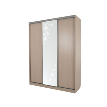 Шкаф-купе Бассо 1-600 бабочки Дуб млечный_0