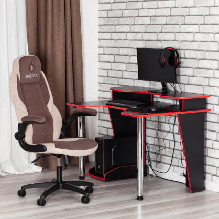 Кресло офисное BAZUKA флок , коричневый/бежевый/коричневый перфорированный, 6/7/6/06_15