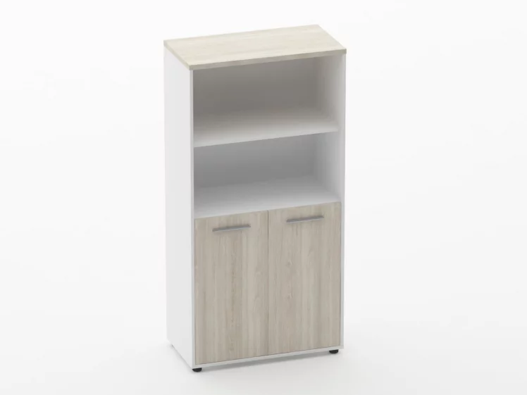 Шкаф 3 широкий 2 полки открытые, 2 полки закрытые Deka 10.16.111 Дуб Сантана светлый/Белый_0