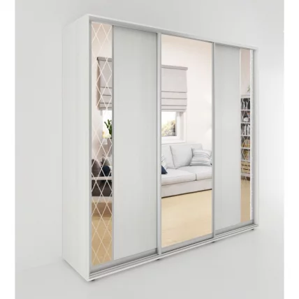 Шкаф-купе 3-х дверный Акцент-Вера ДР 1500х600 Выбеленное дерево_0