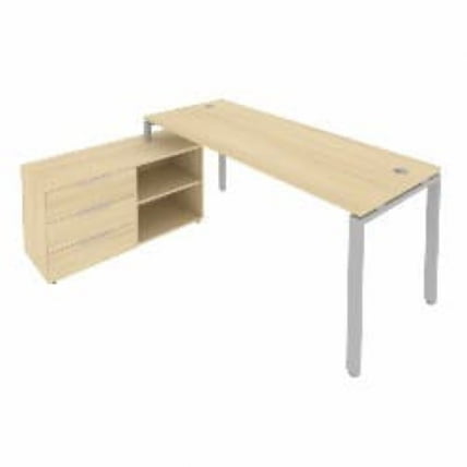 Рабочая станция на П-образном м/к с опорной тумбой левая Metal System БП.РС-СТС-2.5 Л Акация/Серый_0