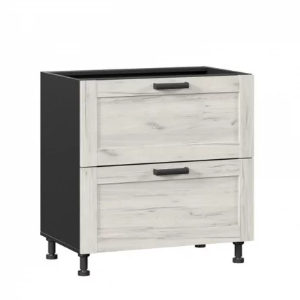 Тумба кухонная 800 с 2 ящиками (4) Винченца ЛД 234.150.000.058 Черный Дуб Крафт белый_0