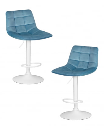 Стул барный DOBRIN TAILOR WHITE (пудрово-голубой велюр (MJ9-74)) 2 шт_0
