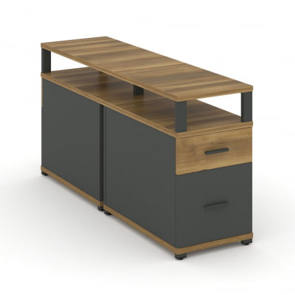 Тумба двухсторонняя опорная приставная с ящиком, распашным фасадом и надставкой CONCEPT CN.DTGP-002 B/W Сандал Янтарный Антрацит_0