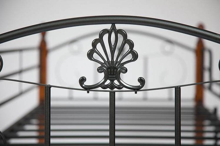 Кровать BOLERO двухярусная дерево гевея/металл, 90*200 см (bunk bed), красный дуб/черный_1