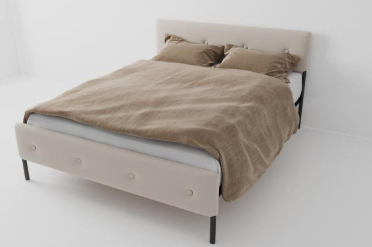 Кровать "Екатеринбург Мини" с ортопедическим основанием Цвет фасада: Бежевый; Цвет корпуса: Чёрный; Материал фасада: Металл/Велюр; Размер: 900х2000 мм; Спальное место: 900х2000 мм _0