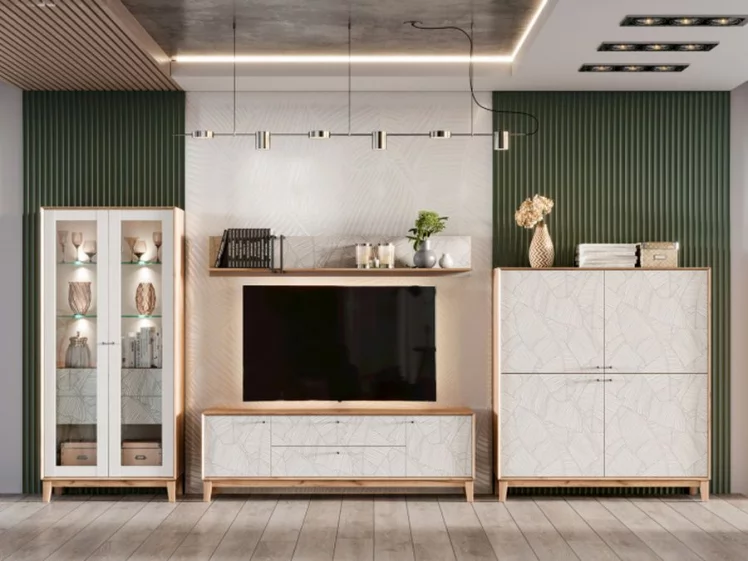 Модульная гостиная Ройбен №1 Дуб золотой Белый_0