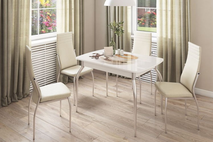 Стол обеденный раздвижной Танго Белый-Кофе_4