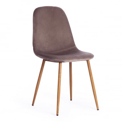 Стул BREEZE (mod. 4724) металл/вельвет, 44х48х87см, серо-бежевый/натуральное дерево_0