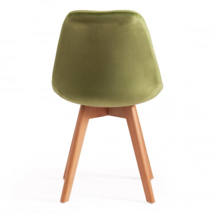 Стул TULIP SOFT (mod. 74) вельвет/дерево , 54 х 47 х 83 см , зеленый (HLR 54)/натуральный_3