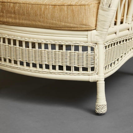 Комплект для отдыха MICHELLE ( стол со стеклом+ диван + 2 кресла + подушки) TCH White (белый), Ткань рубчик, цвет кремовый_12