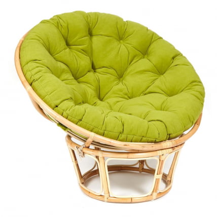 Кресло PAPASAN ECO/ПАПАСАН ЭКО P115-1/SP STD /c подушкой, ремешками/ диаметр подушки 125 см, 115x101x92 см, Natural (натуральный), флок Олива, 23_0