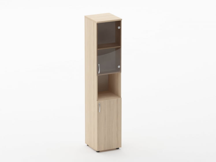 Шкаф высокий со стеклом и нишей Glassy 6.19.14Пр Дуб молочный_0