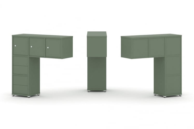 Надставка на стол низкая односторонняя + задняя стенка (5шт.) + блок с 2-мя ящиками (2шт.) + распашной фасад (3 шт.) CONCEPT CN.ONN-005 Кобо Белый металл_0