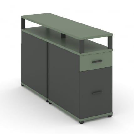 Тумба двухсторонняя опорная приставная с ящиком, распашным фасадом и надставкой CONCEPT CN.DTGO-006 B/W Кобо Антрацит_0