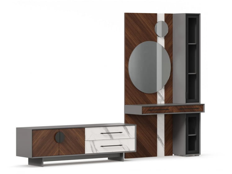 Набор мебели для гостиной Вилена №7 Серый/Орех/Монте белый_4