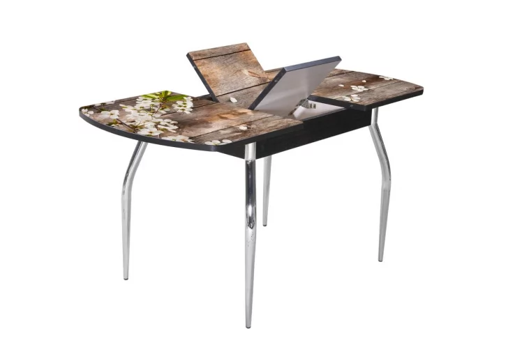 Стол раздвижной 1,45 Грация, СТЕКЛО, опоры изогнутые ХРОМ, Венге/128947691_0