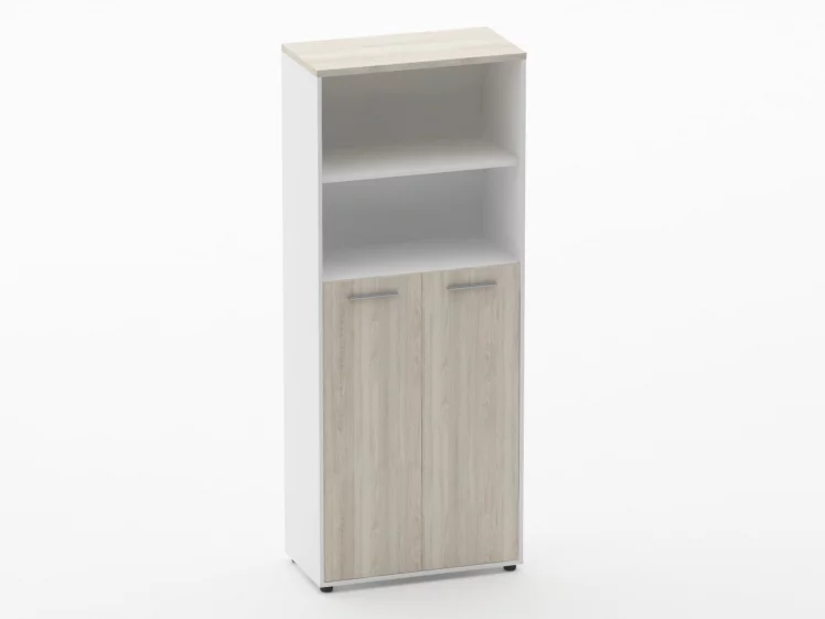 Шкаф 4 широкий 2 полки открытые, 3 полки закрытые Deka 10.19.131 Дуб Сантана светлый/Белый_0