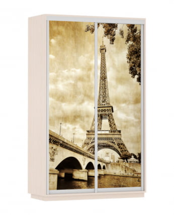 Шкаф-купе двухдверный Экспресс Дуо 1400х2200h Париж/Дуб молочный_0