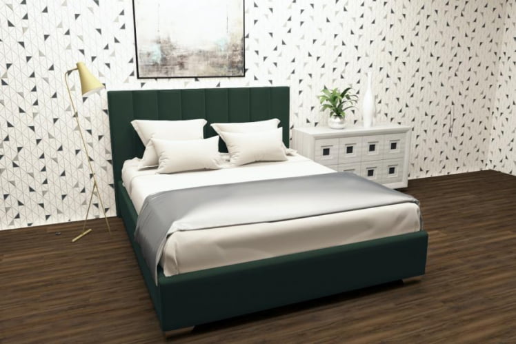 Мягкая интерьерная кровать Терра с подъемным механизмом Цвет фасада: Зеленый; Материал фасада: Металл/Велюр; Спальное место: 800х2000 мм_0