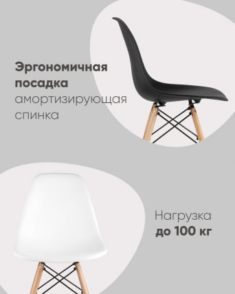 Стул Еамес Стйле ДСВ черный 4 шт. комплект (разборный каркас) / Eames Style DSW_3