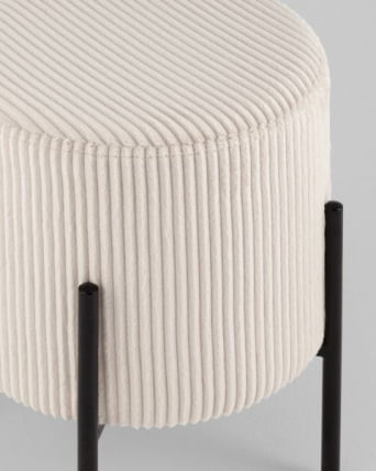 Пуф Кейси велюр рельефный молочный_2