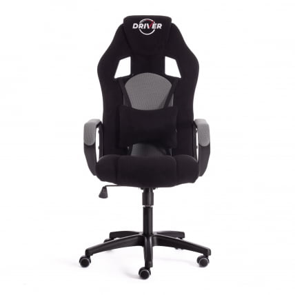 Кресло DRIVER (22) флок/ткань, черный/серый, 35/TW-12_4