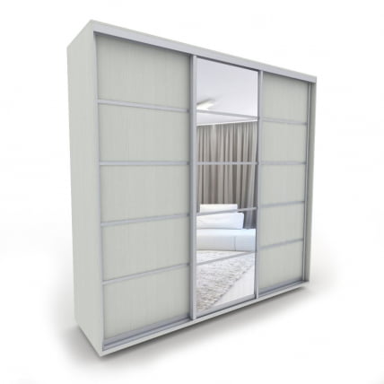 Шкаф-купе 3-х дверный Акцент-Квадро Д 2400х600 Выбеленное дерево_0