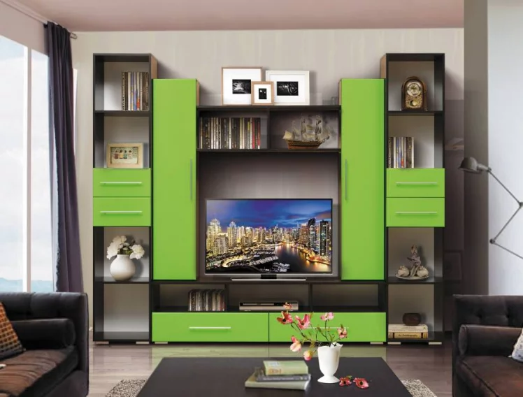 Набор мебели для гостиной Грация 2 МДФ глянец Венге/Дуб выбеленный_0