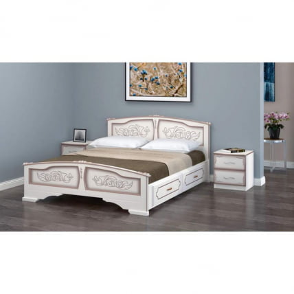 Кровать Елена 200х160 с выкатными ящиками Дуб молочный_1