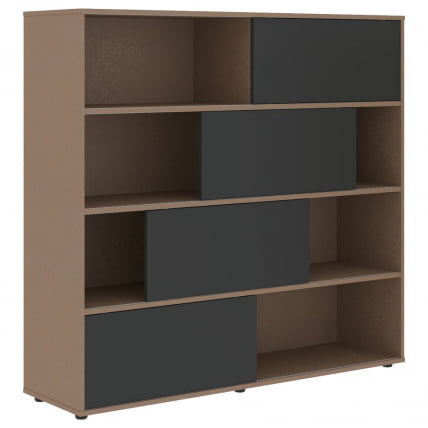 Стеллаж со слайд-дверьми VELION VMCS 1615 Яшма черный Кобра_0