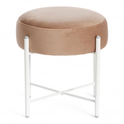 Банкетка AMBER металл, ткань, 41*41*40 см, бежевый/белый_1