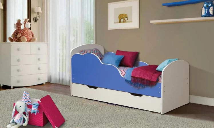 Кровать детская ОБЛАКА №2 700*1400 Белый/Лайм_0